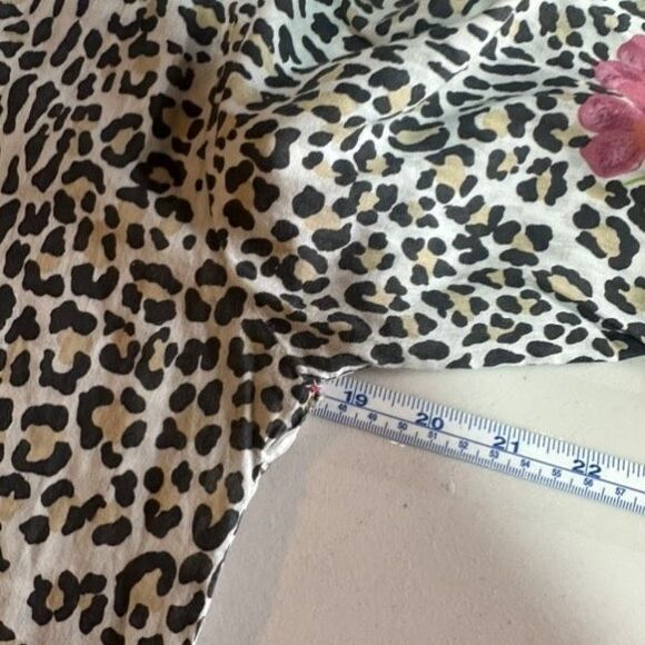 Graham Kandiah Leopard Print Floral 100% Cotton Tunic Top Resort  Coverup Size S - Picture 5 of 9